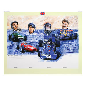 This print by Nick Watts entitled `The Best Of British` has been painted to commemorate the fiftieth