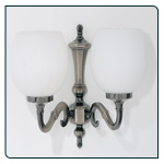 This double wall light comes in a pewter finish