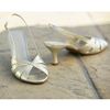 Pretty gold coloured, open-toe sandals. Upper: Leather. Lining, sock and sole: Other materials. Heel