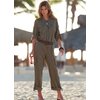 Sporty jumpsuit with mesh trim across the shoulders and on the back pocket. With a buttoned front an