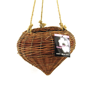Made of willow woven onto a sturdy wire frame  this curvaceous hanging basket will look great when i