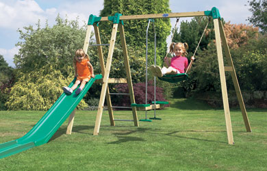 Really compact swing and slide combo!