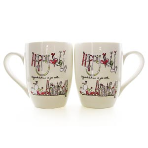 Unbranded Tracey Russell Happy Anniversary Pair of Mugs
