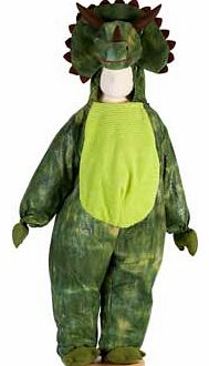 A plush Dinosaur costume with a big soft tummy and a feature hood with horns and spikes. Complete with a tail and fake (soft) claws Machine washable Suitable for height 98 to 110cm. For ages 3 years and over. Polyester. EAN: 5014568228450. WARNING(S)