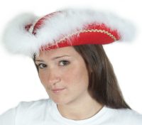 Tricorn Hat Red with White Marabou