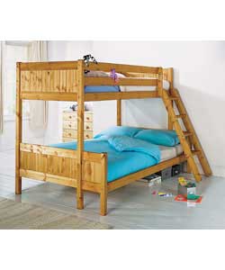 Unbranded Triple Bunk Bed with Sprung Mattress - Pine