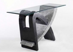 Unbranded Tsavo Stone Hall Table - Grey/Black