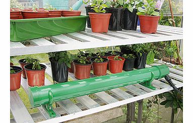 Energy-saving space heater for your greenhouse. This space-saving heater is energy-saving, but will effectively take the chill off the air in your greenhouse or shed - ideal if you grow tender plants. It comes complete with brackets for mounting on w