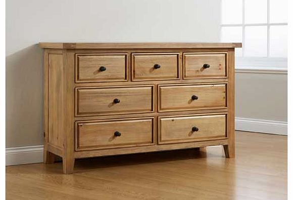 Each item in the Tuscany range has been beautifully designed and is handcrafted from New Zealand pine to give a distinctive finish. Part of the Tuscany collection Size H86. W140. D46cm. Wood. 7 drawers with metal runners. Metal handles. Self-assembly