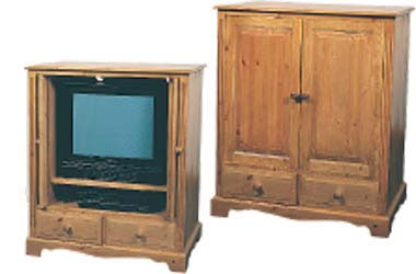 This wonderful pine TV and Video cabinet stores everything tidily out of sight. With two doors and