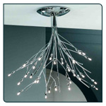 30 Light chrome finish semi-flush fitting designed to bring nature indoors. Comes complete with