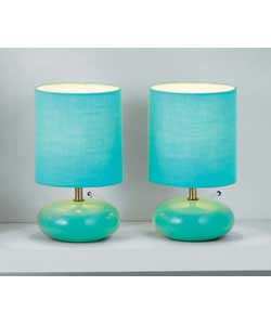 Unbranded Twin Pack Duck Egg Ceramic Table Lamps