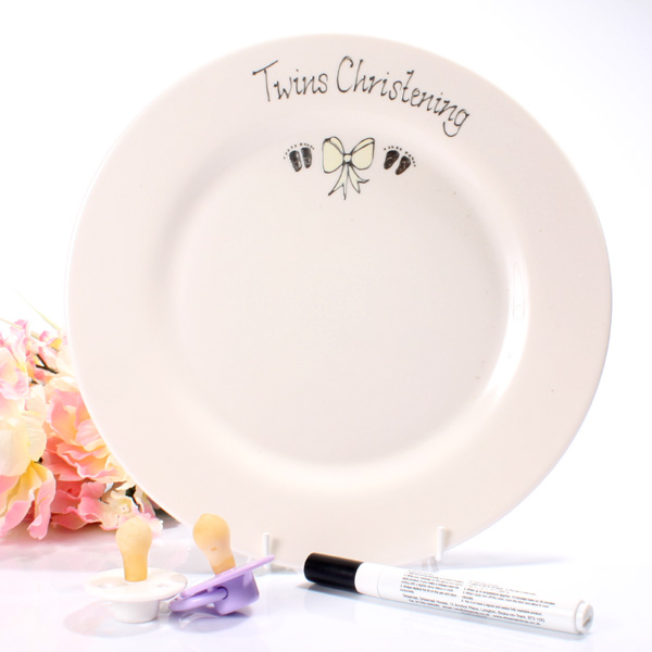 Unbranded Twins Christening Signature Plate