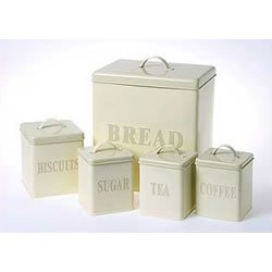Complete storage set for your kitchenSet comprises of tea, coffee, sugar, biscuits and bread storage