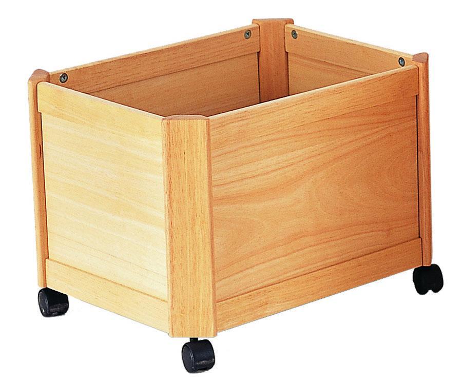 Find a convenient home for all those toys in these big, strong, lacquered wooden boxes on castors. D