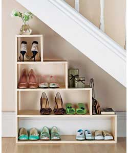 Good to store your shoes, books, toys under the stairs.Beech effect.Wood with paper foil finish.4 fi
