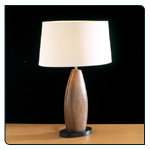 Oval Table Lamp with brown leather effect