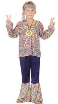 Get a 60s look for parties and carnivals with this pychedelic flared trouser suit for boys.