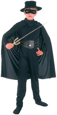 Protect the innocent and fight crime by night in this black bandit suit and cape