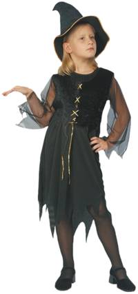 Trick or treat to your hearts content in this little black witches dress
