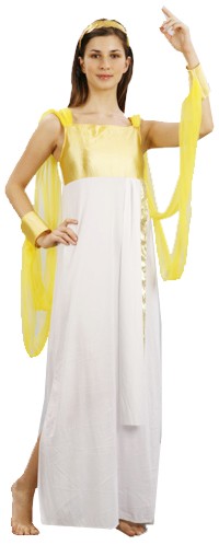 You`ll feel like a Goddess in this pretty yellow and white costume with it`s graceful diaphinous sle