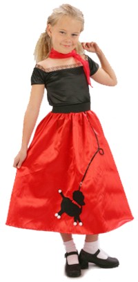 Be Bop a Loola! Do the hand jive in this 1950s style dress for girls with a poodle on the skirt