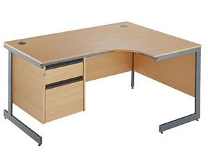 Value line ergonomic C leg single pedestal desk