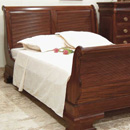 Vanessa dark wood sleigh bed with high foot end