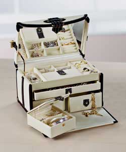 3 draw jewellery box with mini travel box.Size (H)15, (W)25.5, (D)17cm.