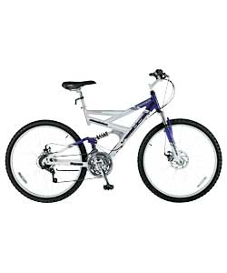 Colour of frame brushed aluminium, purple and white.21 speed gears.Gear type twist grip.Front brakes