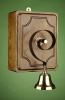 Battery operated Victoria brass bell on wooden oak effect case, measuring 179x140x80mm. Kit comes co