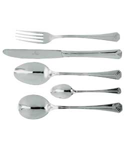 8 place settings.Set contains 8 knives, 8 forks, 8 soup spoons, 8 dessert spoons and 8 teaspoons.Dis