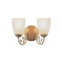Vitoria 2 Arm Brushed Cream/Gold Wall Light With Glass Shades