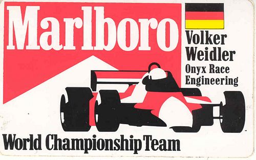Volker Weidler Onyx Marlboro Championship Sticker (13cm x 8cm)