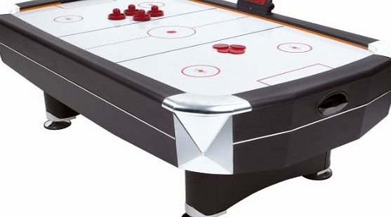 Top-of-the-range full-size 7ft x 4ft air hockey table beautifully finished in matt black with chrome