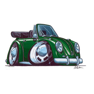 VW Beetle Convertable - Green T-shirt
