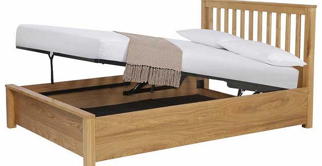 This Waldren Ottoman double bed ticks all the boxes for style. design and functionality. The vertical slat effect headboard provides a traditional feel. The frame of this solid pine bed with an ash veneer can be lifted up to provide ample space for a