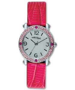 WatchOut Ladies Pink Stone Set Bezel Watch