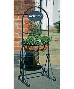 Black mild steel planter complete with coco liner.Weather resistant making it the ideal welcome