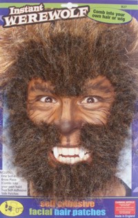 Turn your face into the full furry werewolf with these self adhesive fake fur patches in three