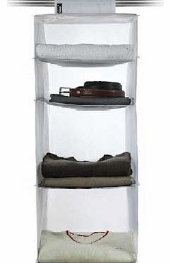 This hanging 4 shelf organiser is perfect for storing items such as accessories. clothes. shoes and toys in the home. It is easily transported so can be used when camping or caravaning. It boasts 4 spacious compartments and has a velcro fastener so c
