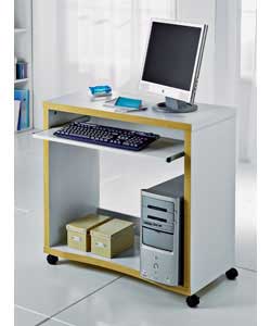 White and Beech Effect Computer Trolley