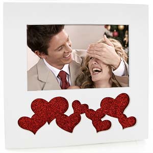 Unbranded White and Red Glitter Heart 4 x 6 Photo Frame