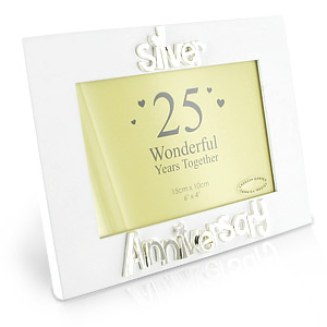Unbranded White and Silver Anniversary Photo Frame