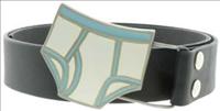 Unbranded White/Blue Pants - Black Leather Belt by Jon Wye