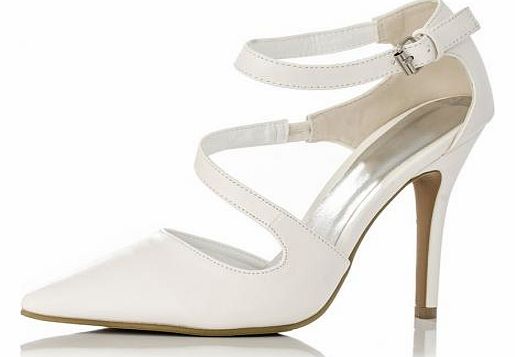Unbranded White Curl Strap Pointed Court Shoes