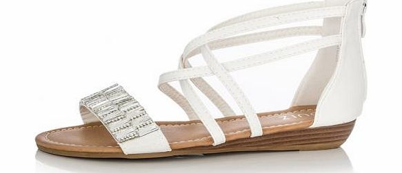 Unbranded White Diamante Strap Sandals