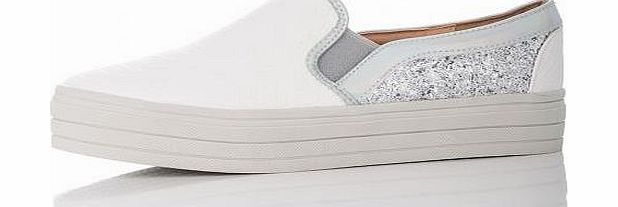 Unbranded White Glitter Slip On Trainers