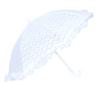 Become a real lady with this white lace parasol over your shoulder. Designed to shade your delicate