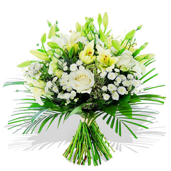 Unbranded White Lily Rose Sympathy Bouquet - flowers